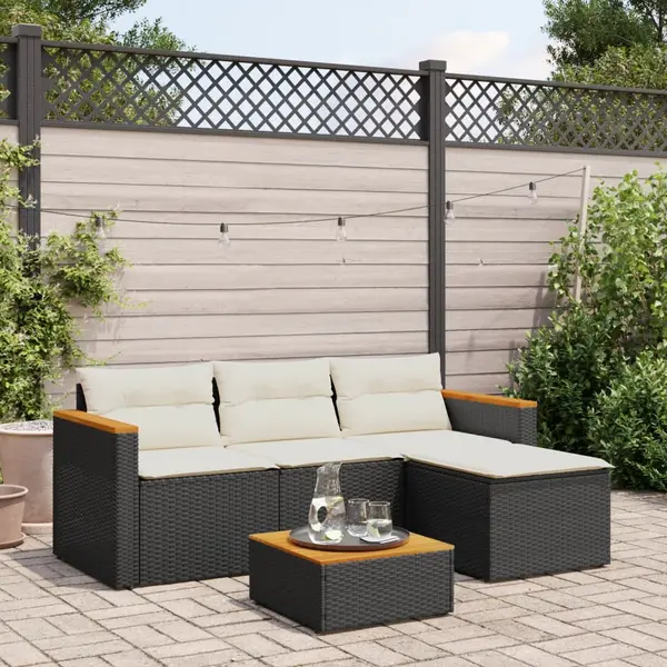 Gossi set mobilier de gradina cu perne, 3 piese, negru, poliratan