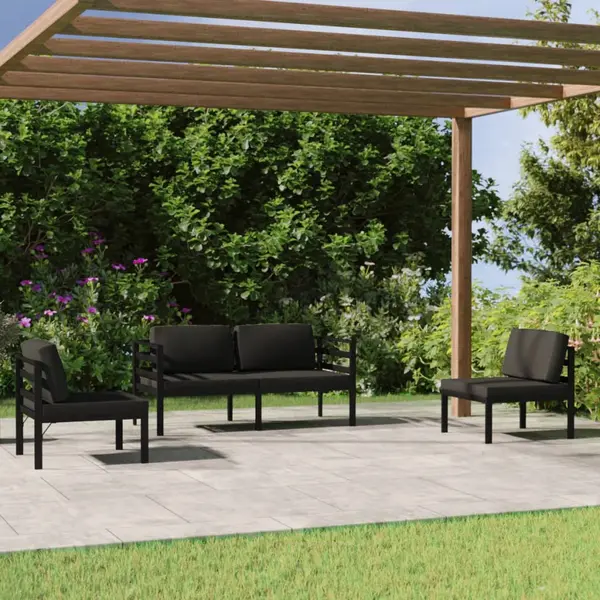 Gossi set mobilier de gradina cu perne, 4 piese, antracit, aluminiu