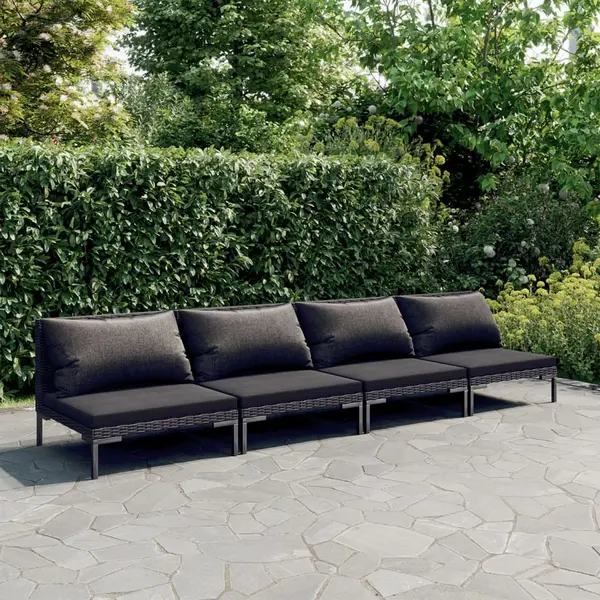 Gossi set mobilier de gradina cu perne, 4 piese gri inchis, poliratan