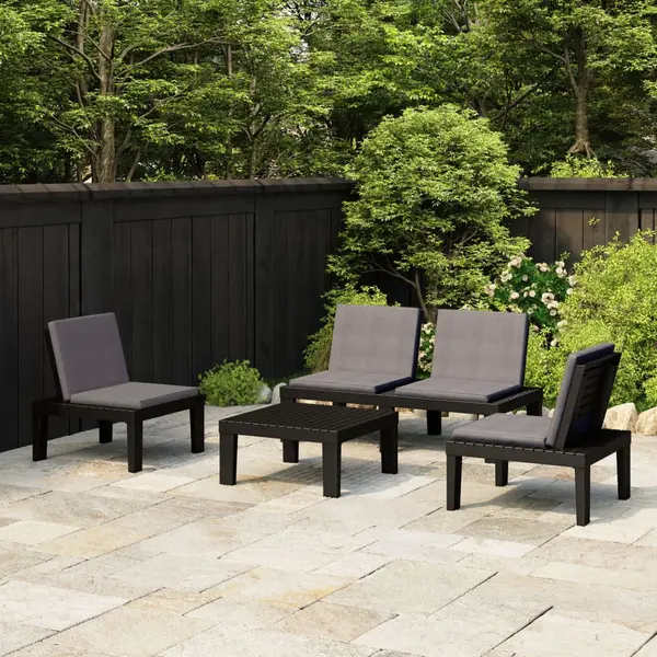 Gossi set mobilier de gradina cu perne, 4 piese, gri, plastic