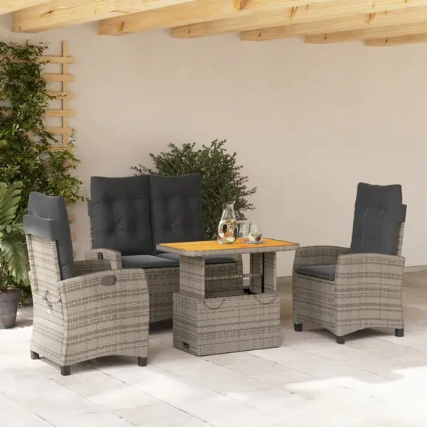 Gossi set mobilier de gradina cu perne, 4 piese, gri, poliratan