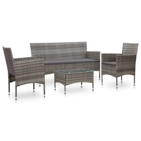 Gossi set mobilier de gradina cu perne, 4 piese, gri, poliratan