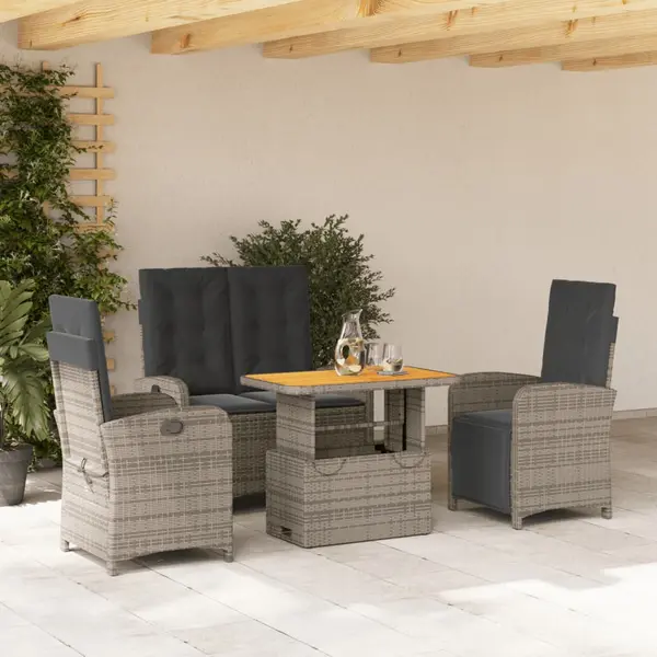 Gossi set mobilier de gradina cu perne, 4 piese, gri, poliratan