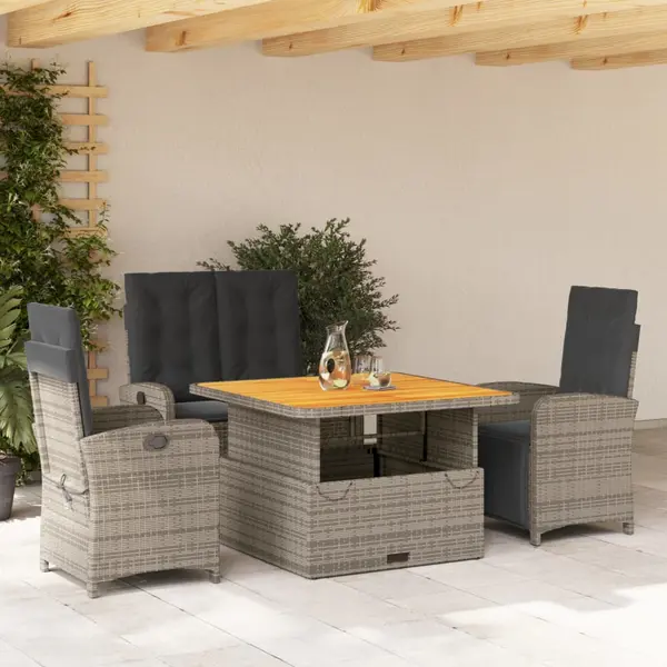 Gossi set mobilier de gradina cu perne, 4 piese, gri, poliratan