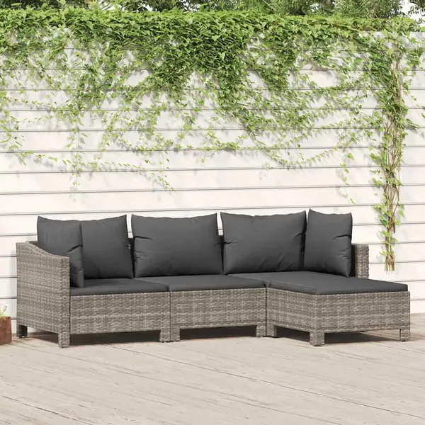 Gossi set mobilier de gradina cu perne, 4 piese, gri, poliratan