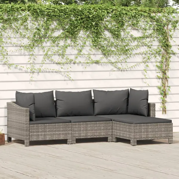 Gossi set mobilier de gradina cu perne, 4 piese, gri, poliratan
