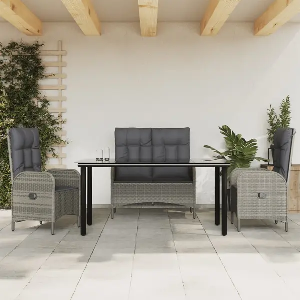 Gossi set mobilier de gradina cu perne, 4 piese, gri, poliratan