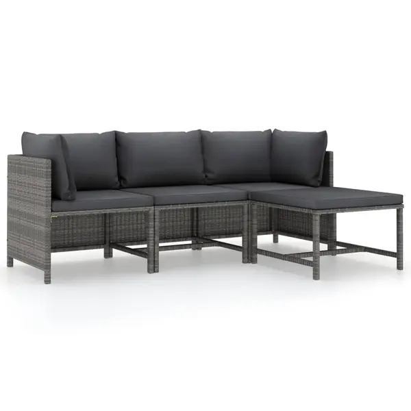 Gossi set mobilier de gradina cu perne, 4 piese, gri, poliratan