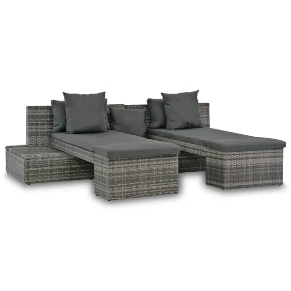 Gossi set mobilier de gradina cu perne, 4 piese, gri, poliratan