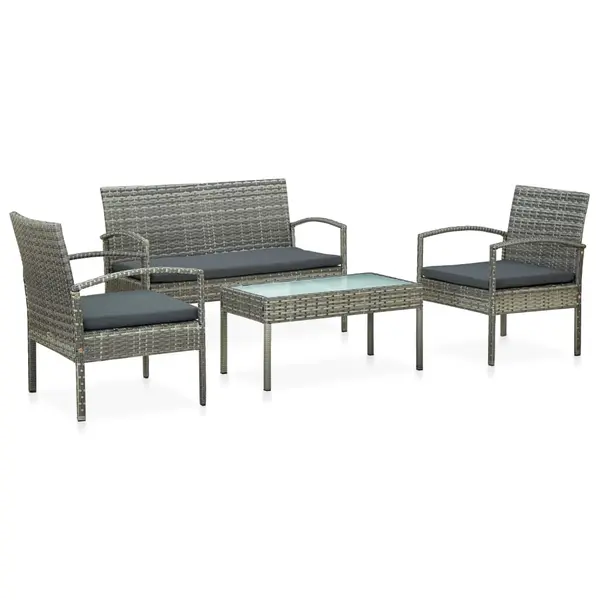 Gossi set mobilier de gradina cu perne, 4 piese, gri, poliratan