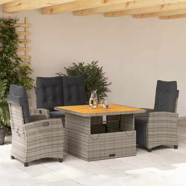 Gossi set mobilier de gradina cu perne, 4 piese, gri, poliratan