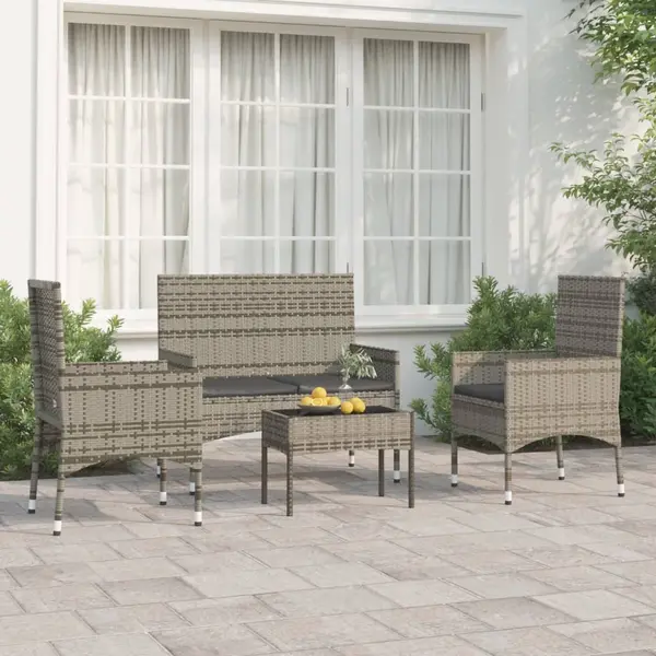Gossi set mobilier de gradina cu perne, 4 piese, gri, poliratan