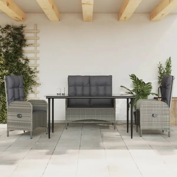 Gossi set mobilier de gradina cu perne, 4 piese, gri, poliratan