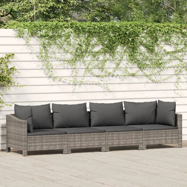 Gossi set mobilier de gradina cu perne, 4 piese, gri, poliratan