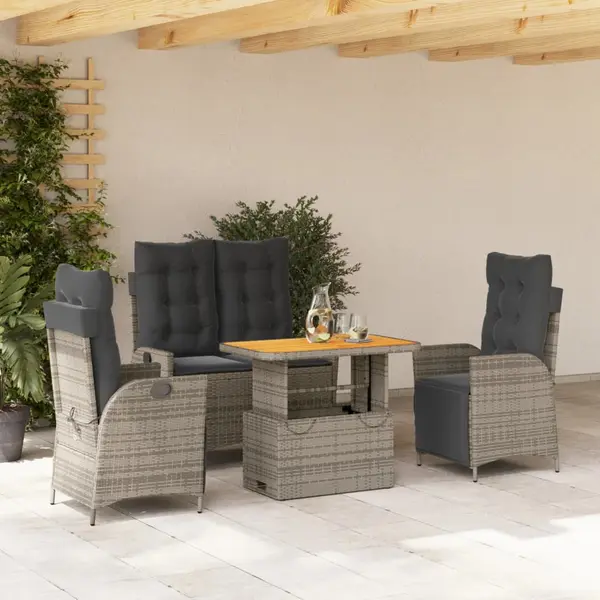 Gossi set mobilier de gradina cu perne, 4 piese, gri, poliratan