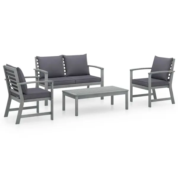 Gossi set mobilier de gradina cu perne, 4 piese, lemn masiv de acacia