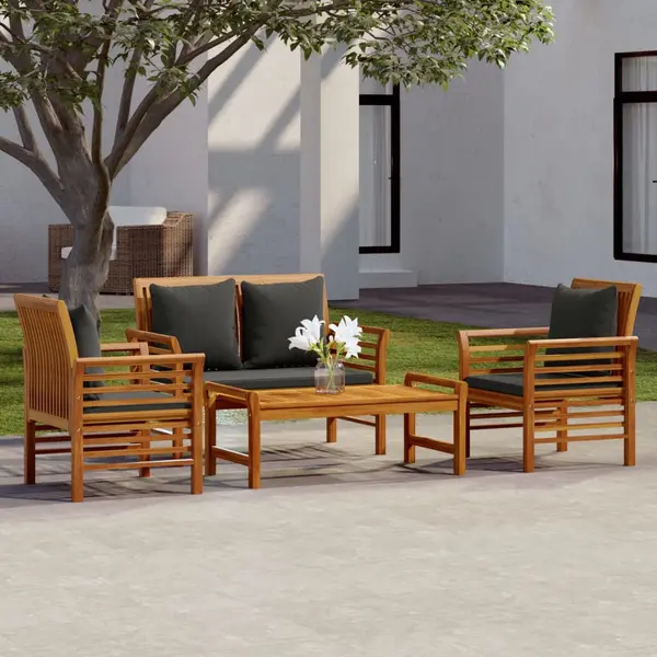 Gossi set mobilier de gradina cu perne, 4 piese, lemn masiv de acacia