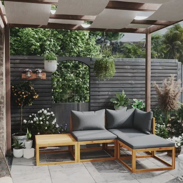 Gossi set mobilier de gradina cu perne, 4 piese, lemn masiv de acacia