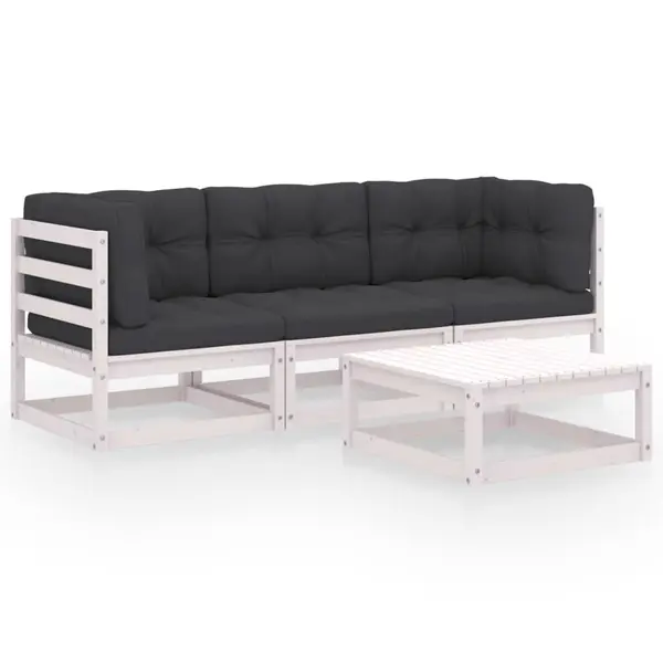Gossi set mobilier de gradina cu perne, 4 piese, lemn masiv de pin
