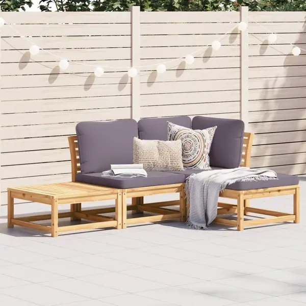 Gossi set mobilier de gradina cu perne, 4 piese, lemn masiv de acacia