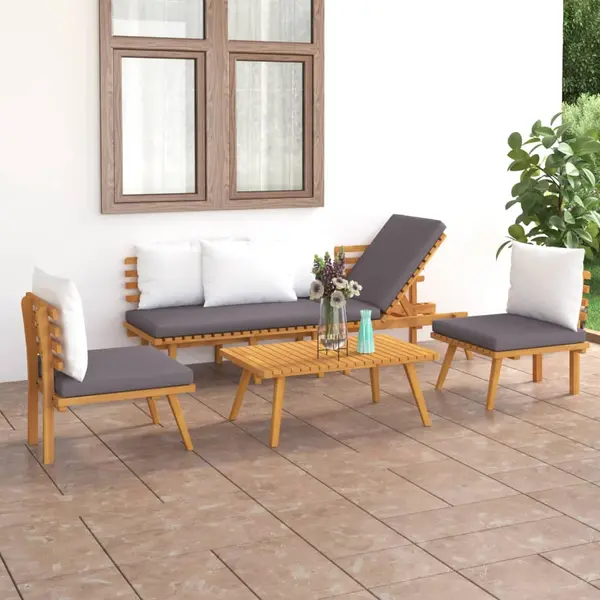 Gossi set mobilier de gradina cu perne, 4 piese, lemn masiv de acacia