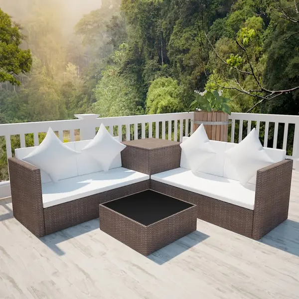 Gossi set mobilier de gradina cu perne, 4 piese, maro, poliratan