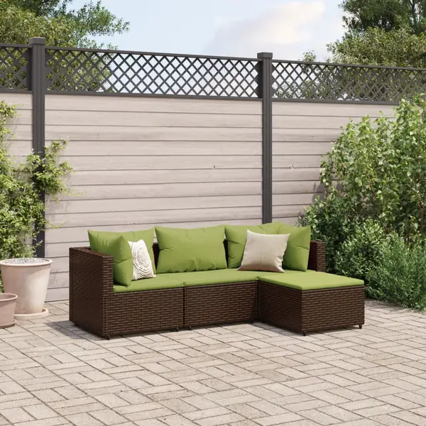 Gossi set mobilier de gradina cu perne, 4 piese, maro, poliratan