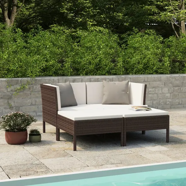 Gossi set mobilier de gradina cu perne, 4 piese, maro, poliratan