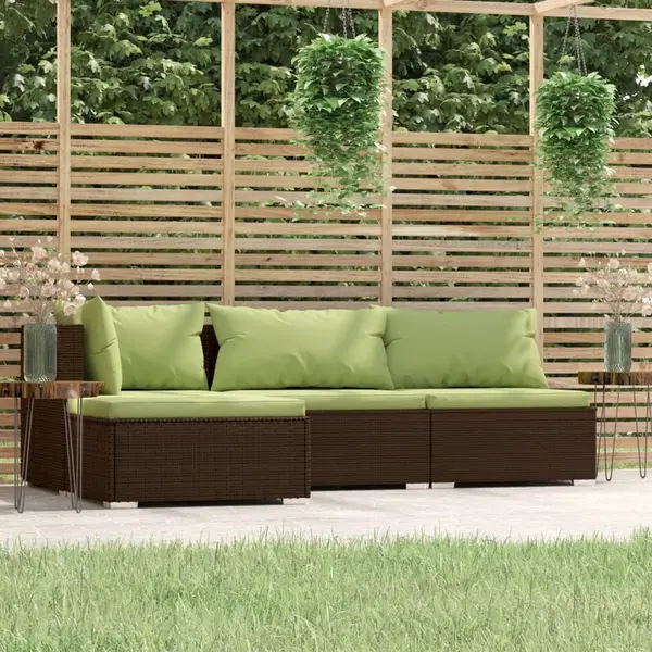 Gossi set mobilier de gradina cu perne, 4 piese, maro, poliratan