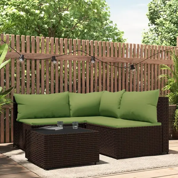Gossi set mobilier de gradina cu perne, 4 piese, maro, poliratan