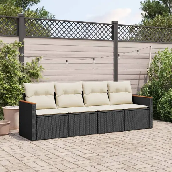 Gossi set mobilier de gradina cu perne, 4 piese, negru, poliratan