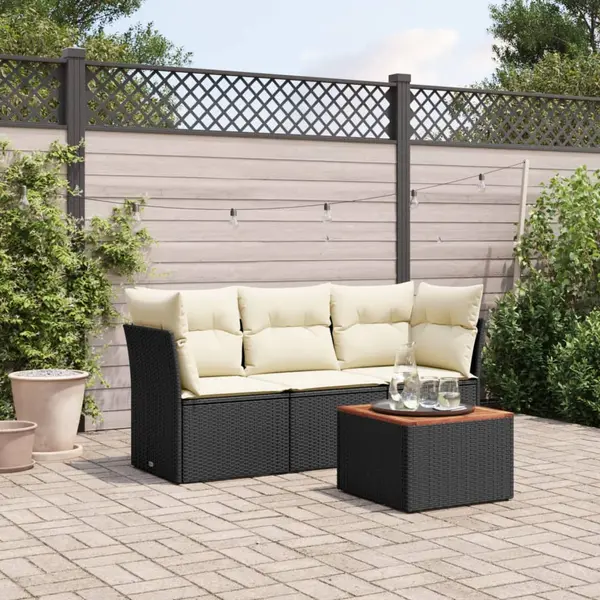 Gossi set mobilier de gradina cu perne, 4 piese, negru, poliratan
