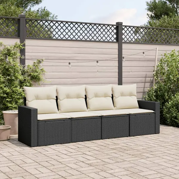 Gossi set mobilier de gradina cu perne, 4 piese, negru, poliratan