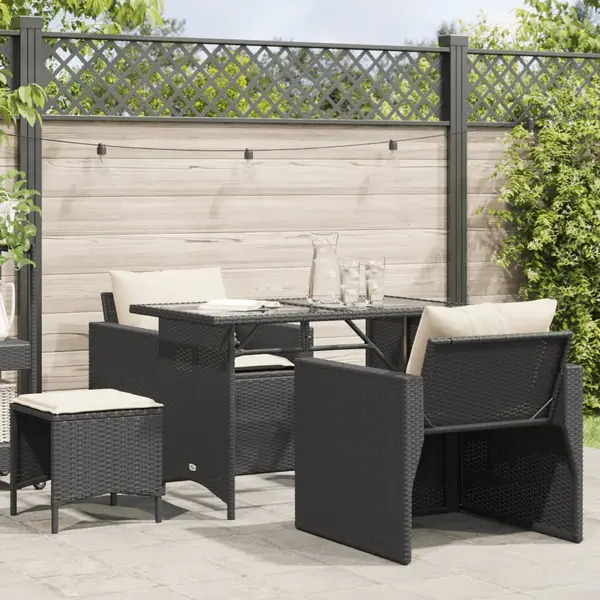 Gossi set mobilier de gradina cu perne, 4 piese, negru, poliratan