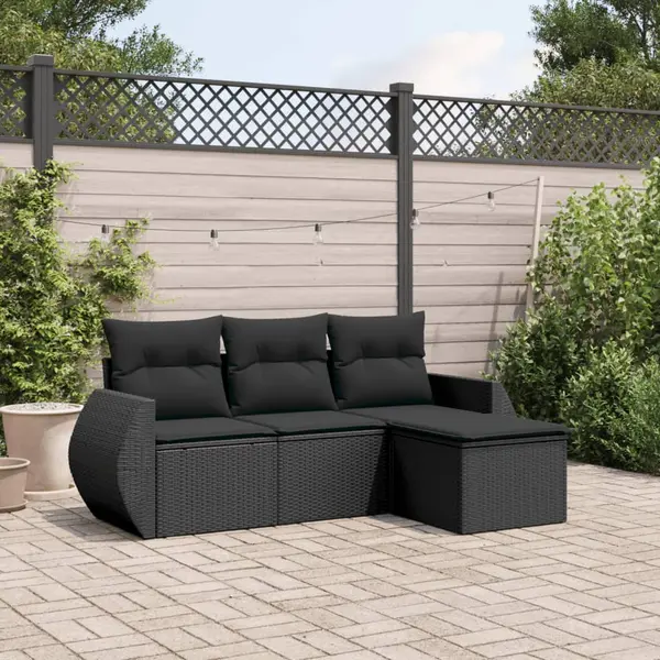 Gossi set mobilier de gradina cu perne, 4 piese, negru, poliratan