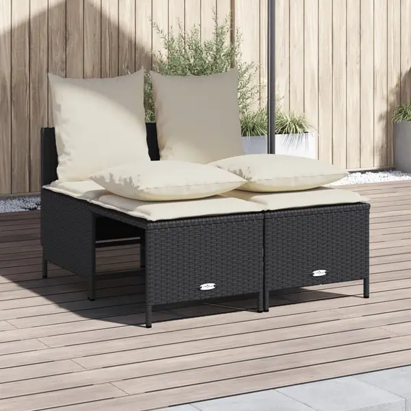 Gossi set mobilier de gradina cu perne, 4 piese, negru, poliratan