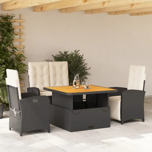 Gossi set mobilier de gradina cu perne, 4 piese, negru, poliratan