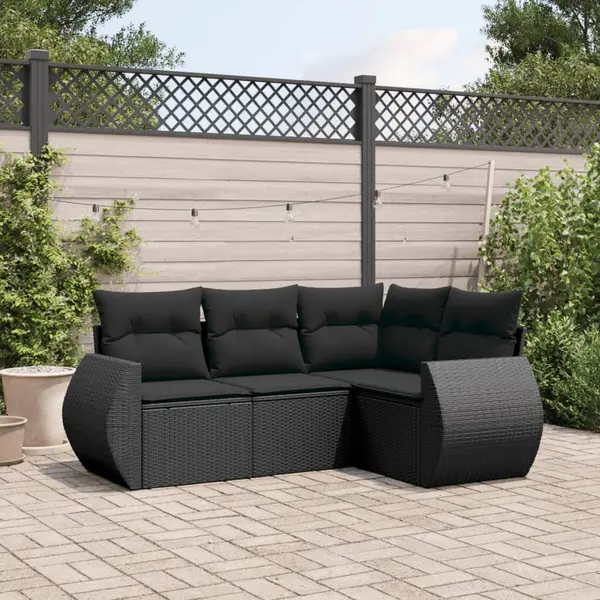 Gossi set mobilier de gradina cu perne, 4 piese, negru, poliratan