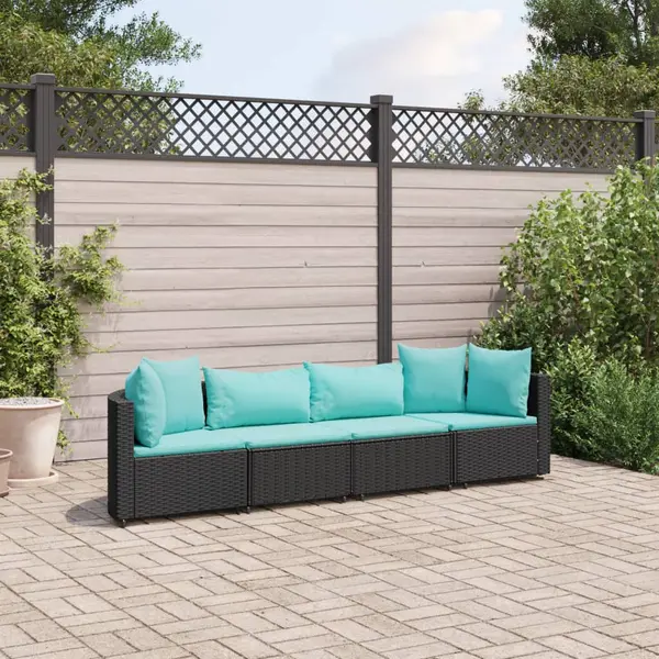 Gossi set mobilier de gradina cu perne, 4 piese, negru, poliratan