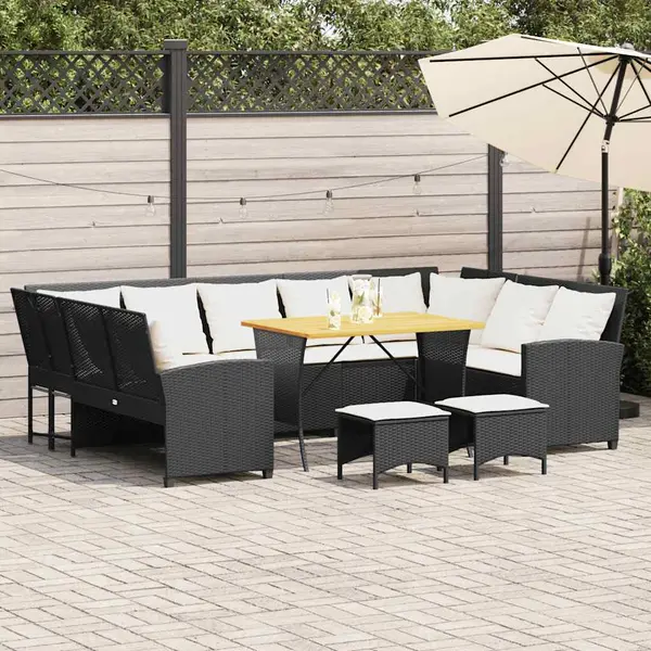 Gossi set mobilier de gradina cu perne, 4 piese, negru, poliratan