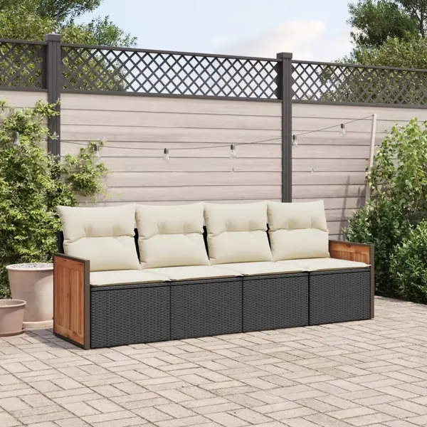 Gossi set mobilier de gradina cu perne, 4 piese, negru, poliratan