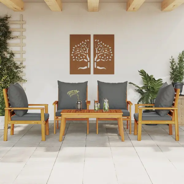 Gossi set mobilier de gradina cu perne, 5 buc., lemn masiv acacia
