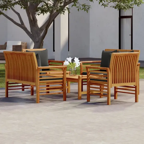 Gossi set mobilier de gradina cu perne, 5 buc., lemn masiv acacia
