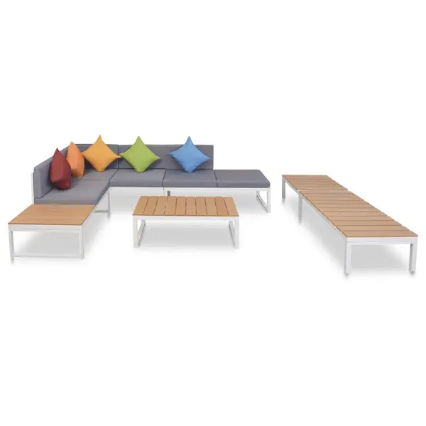 Gossi set mobilier de gradina cu perne, 5 piese, aluminiu si wpc