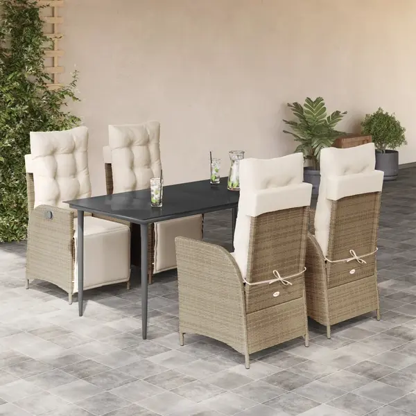 Gossi set mobilier de gradina cu perne, 5 piese, bej, poliratan