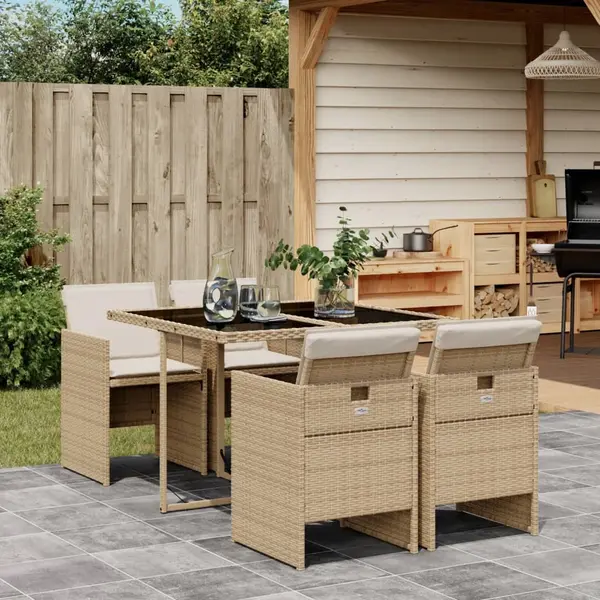 Gossi set mobilier de gradina cu perne, 5 piese, bej, poliratan