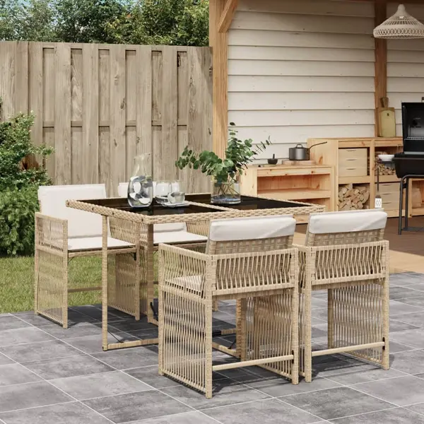 Gossi set mobilier de gradina cu perne, 5 piese, bej, poliratan