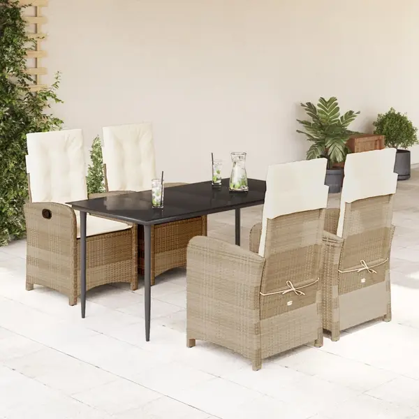 Gossi set mobilier de gradina cu perne, 5 piese, bej, poliratan
