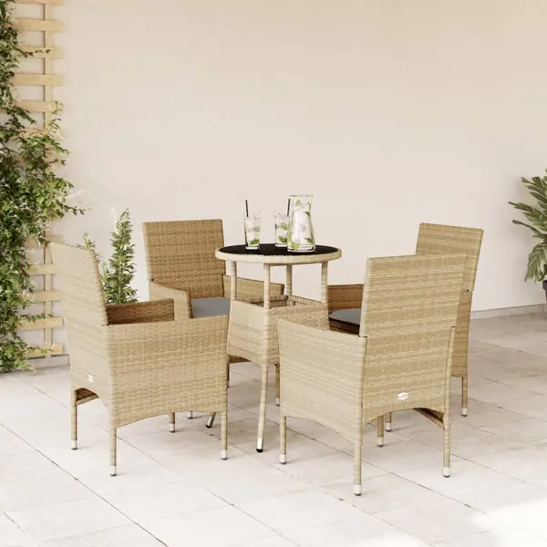 Gossi set mobilier de gradina cu perne 5 piese bej poliratan & sticla