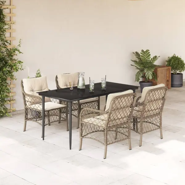 Gossi set mobilier de gradina cu perne, 5 piese, bej, poliratan